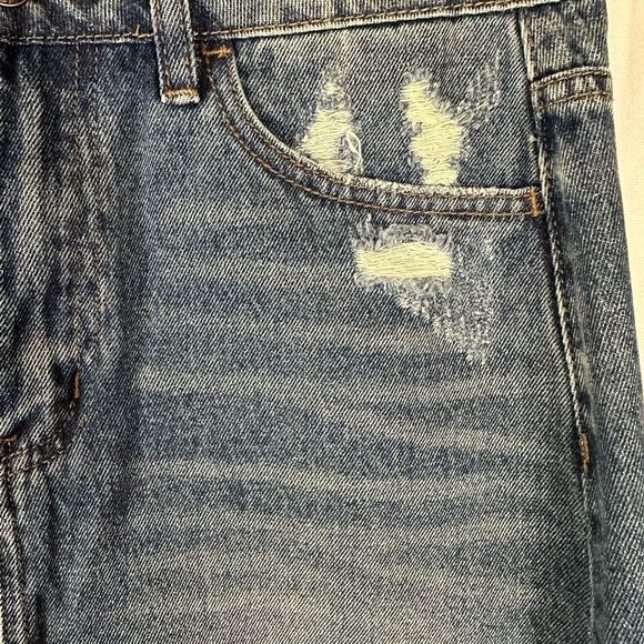 Vervet by Flying Monkey Denim Claudia Skirt Distressed Raw Hem Mini Blue  S - Picture 6 of 10